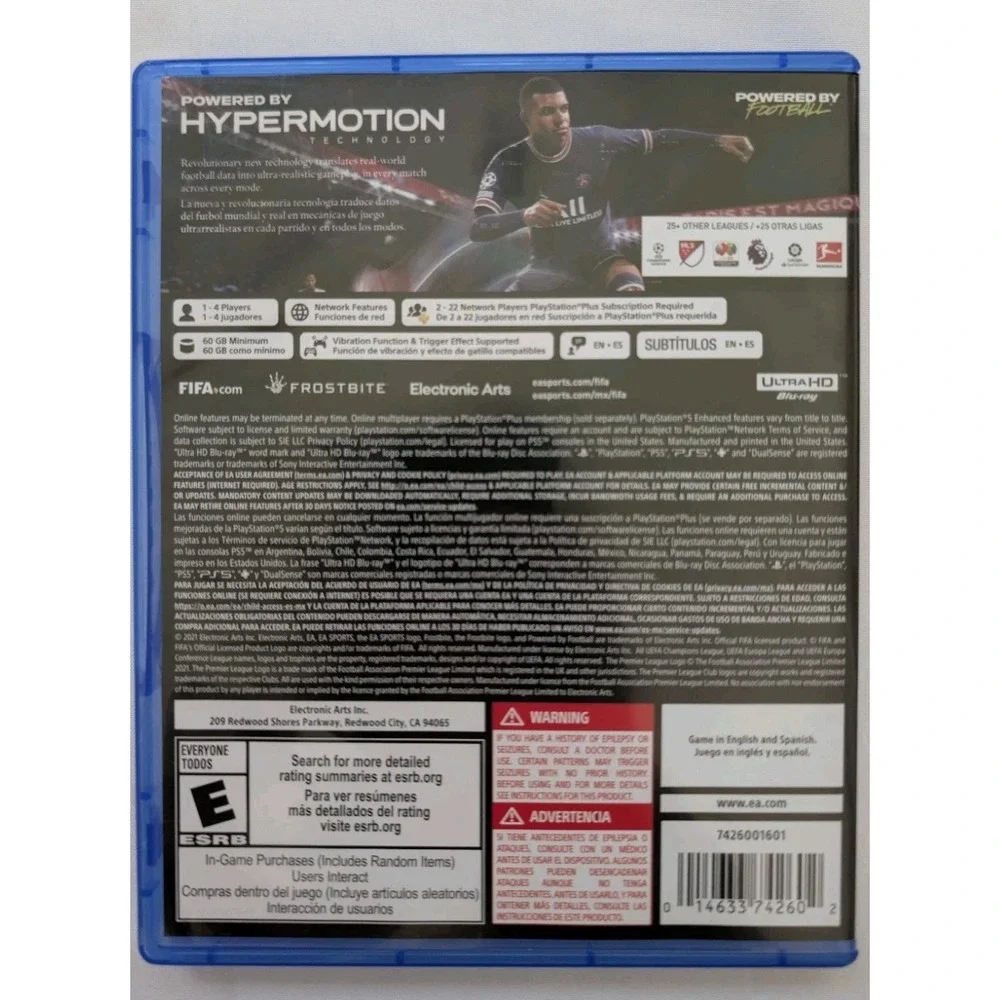FIFA 22 Sony PlayStation 5 PS5 EA Sports 2021 Soccer Video Game Disc Case Tested